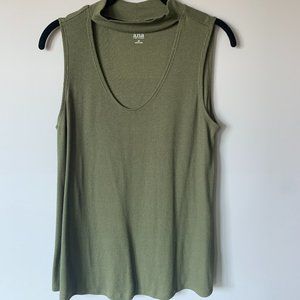 Nordstrom Tank Top (thick straps) - Army Green Front Cutout Scoop Neck